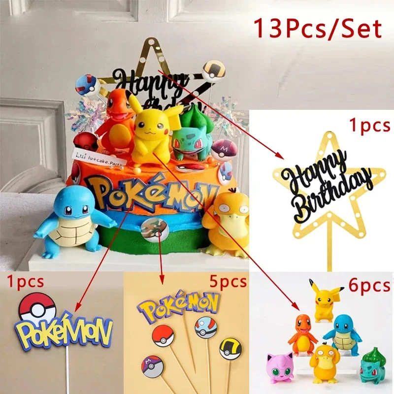 Science Of Happiness - 13Pcs Pikachu Pokemon Cake Topper Anime