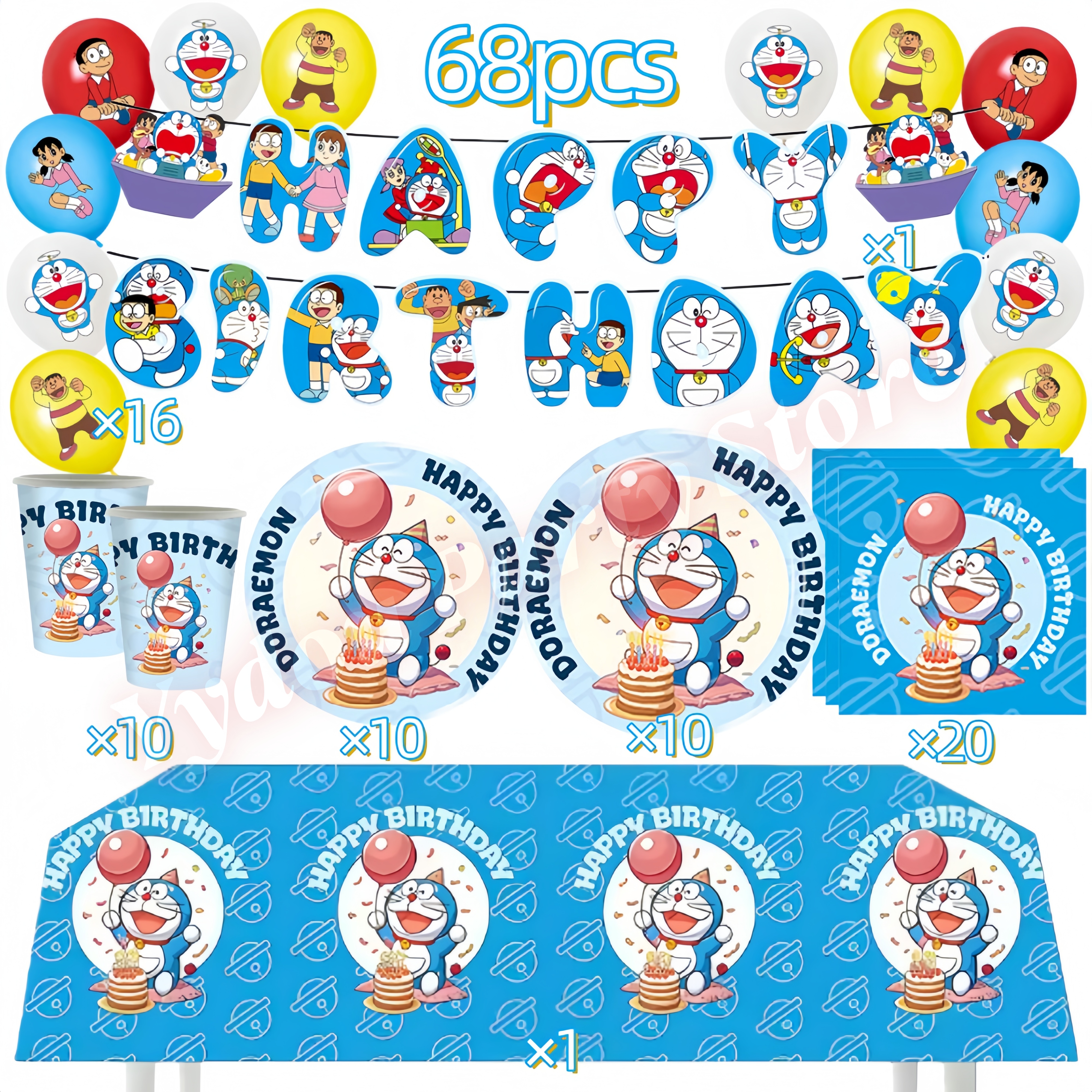 Science Of Happiness - Dora-emons Happy Birthday Party Decoration Cartoon